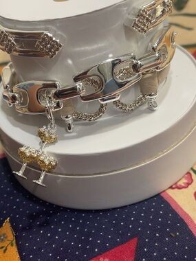 Silver and Gold Charm Link Bracelet - Women Accessories